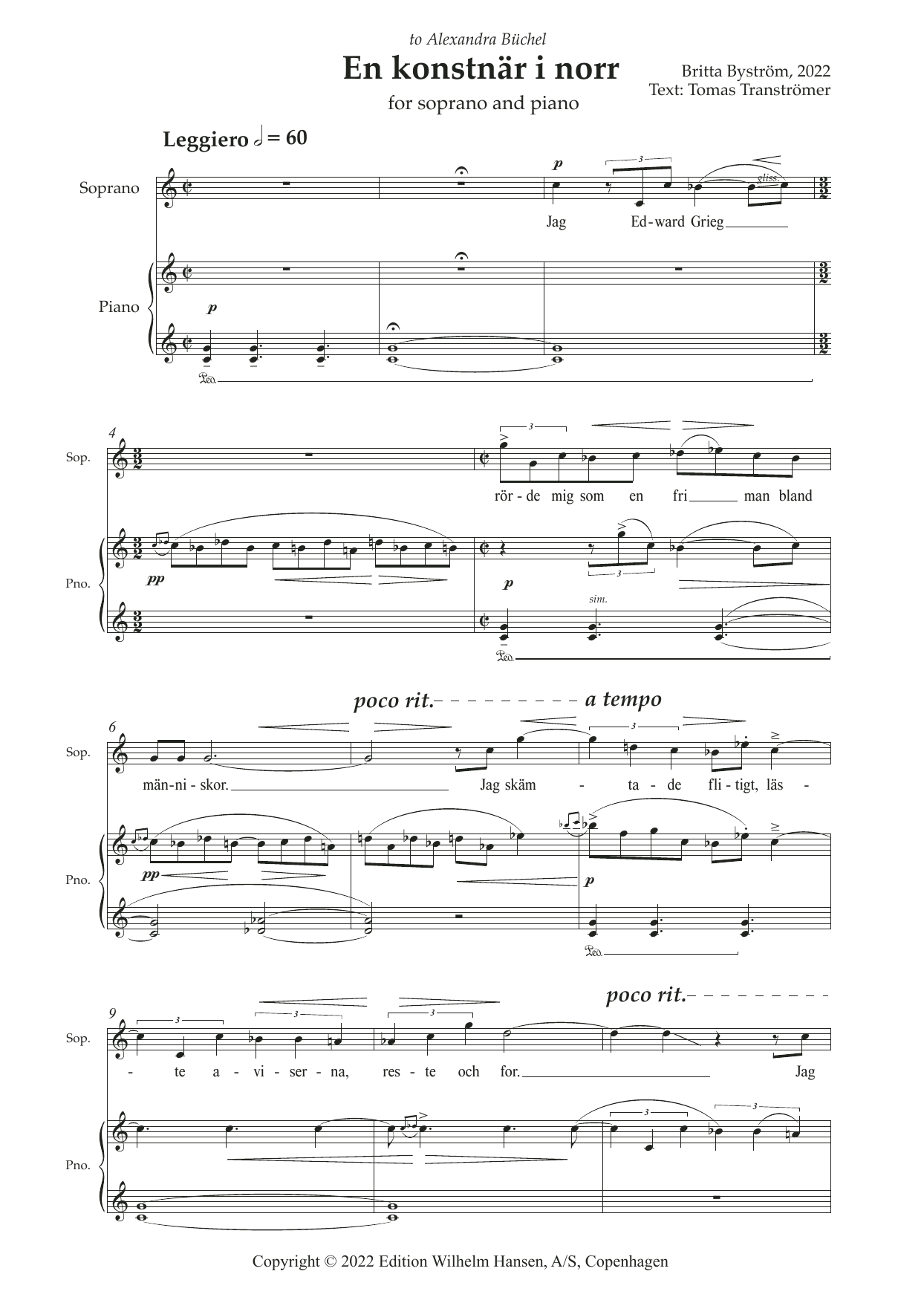 Britta Byström En Konstnar I Norr sheet music notes and chords arranged for Piano & Vocal