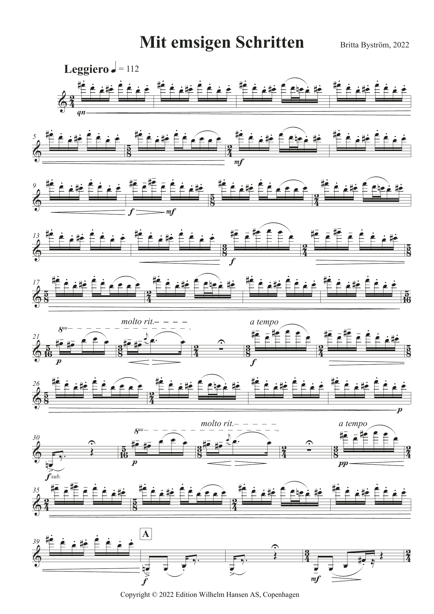 Nico Muhly Mit Emsigen Schritten sheet music notes and chords arranged for Violin Solo