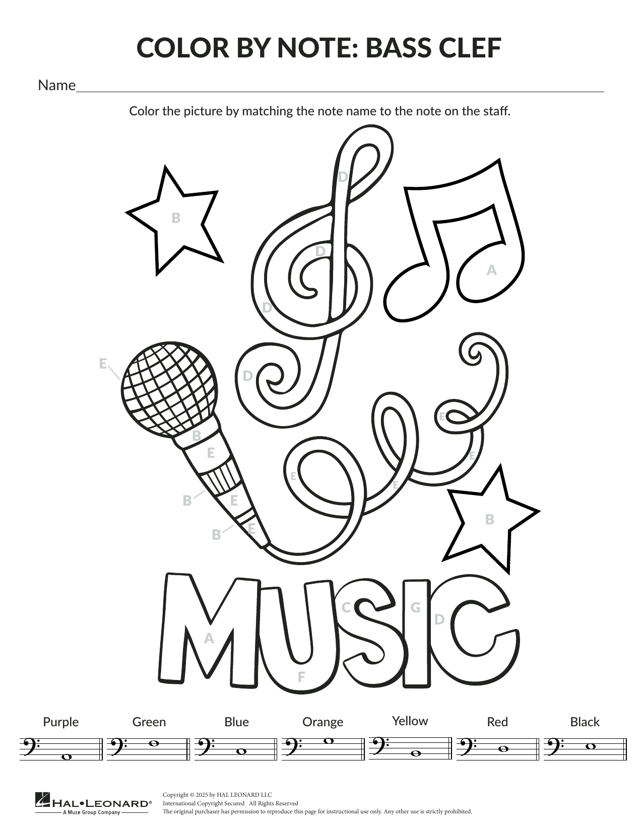 Brittany McCorriston Color By Note: General Music sheet music notes and chords arranged for Theory Worksheet