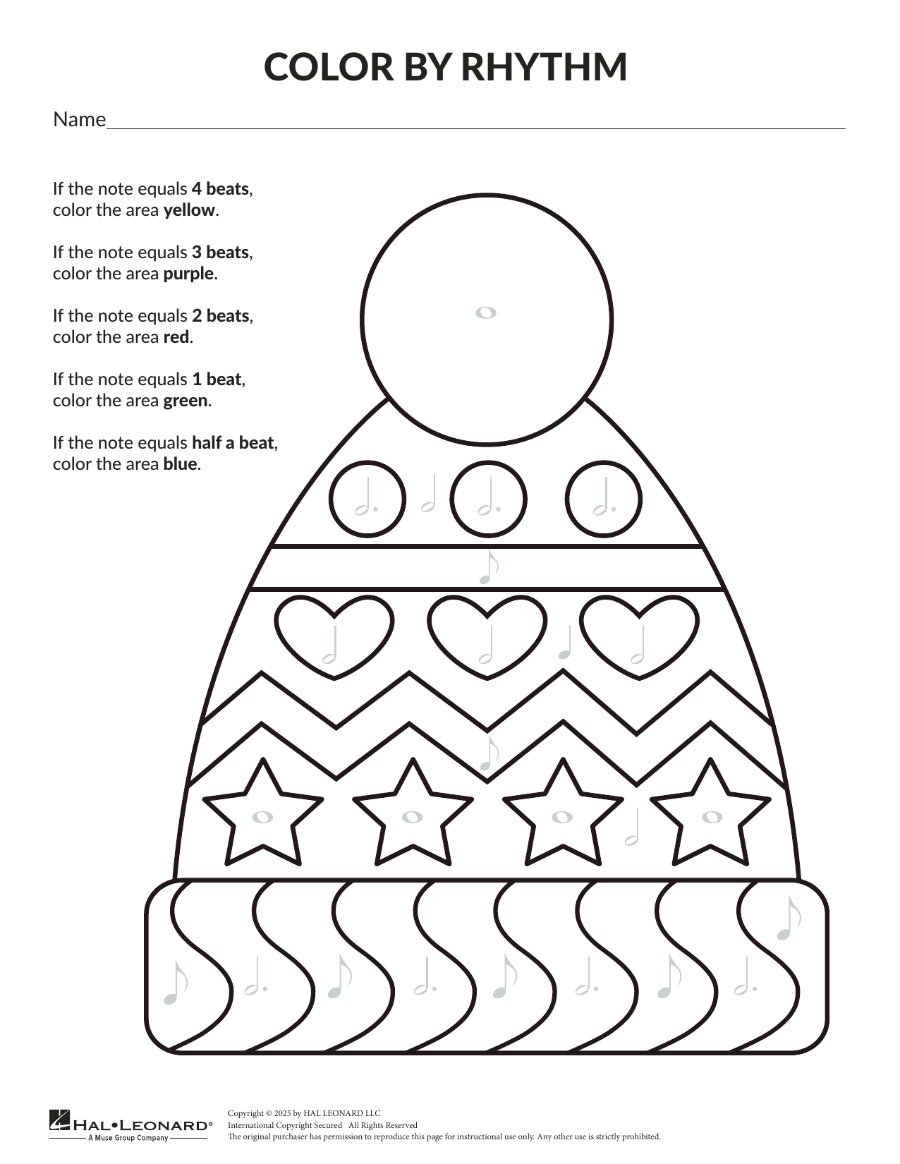 Brittany McCorriston Holiday Color By Rhythm: Toque sheet music notes and chords arranged for Theory Worksheet