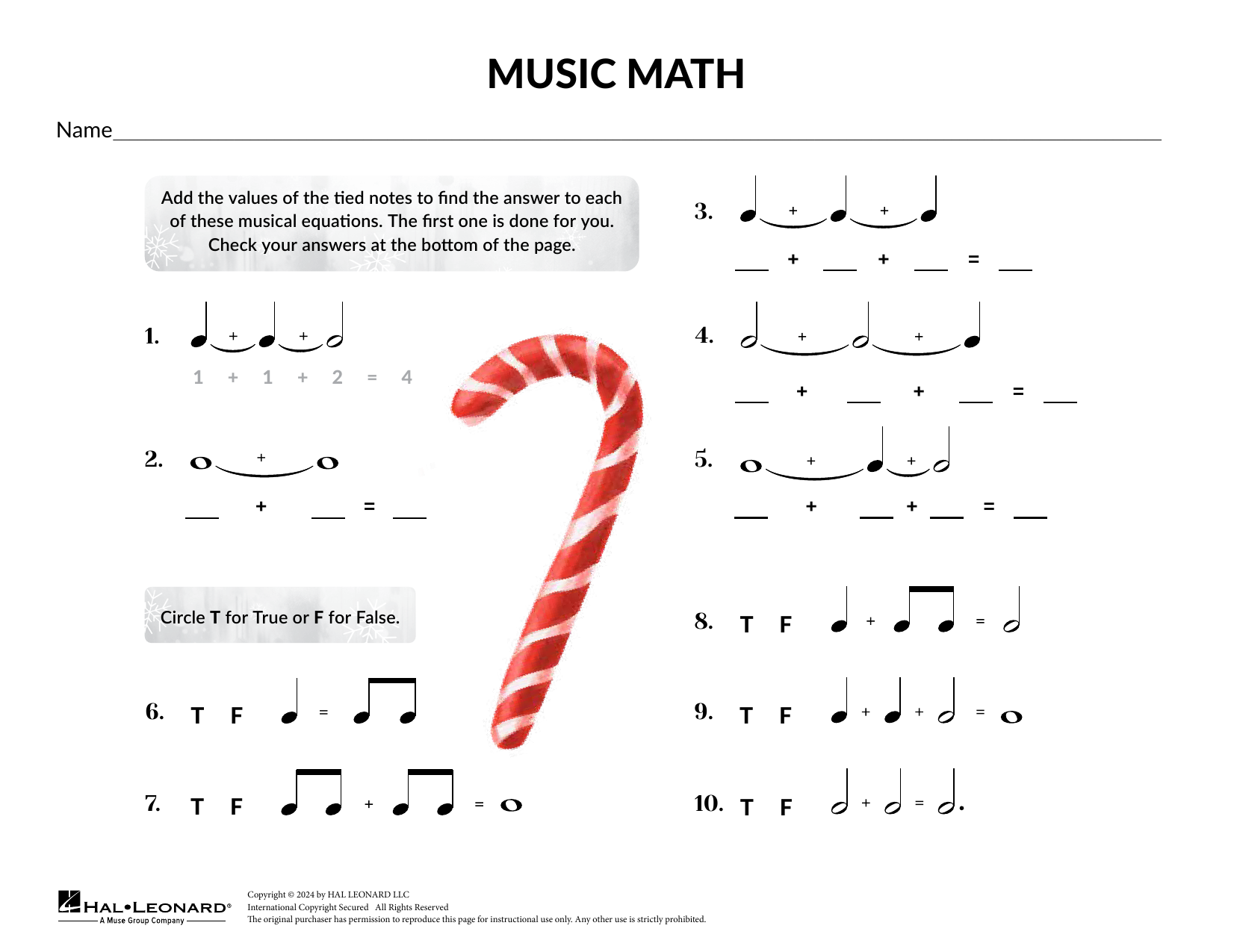 Brittany McCorriston Holiday Music Math sheet music notes and chords arranged for Theory Worksheet