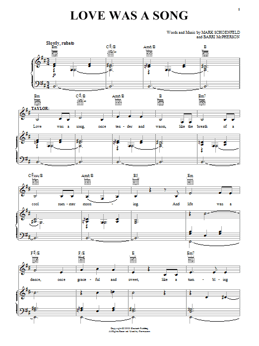 Brooklyn The Musical Love Was A Song sheet music notes and chords arranged for Piano, Vocal & Guitar Chords (Right-Hand Melody)