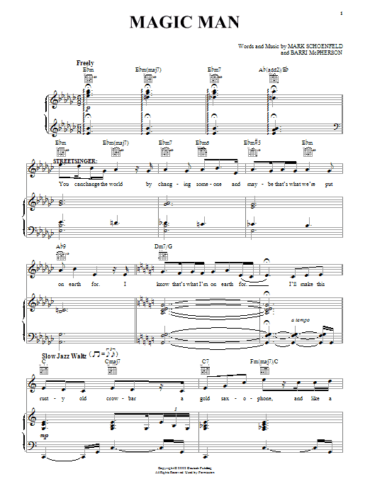 Brooklyn The Musical Magic Man sheet music notes and chords arranged for Piano, Vocal & Guitar Chords (Right-Hand Melody)