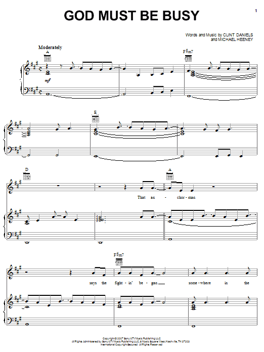Brooks & Dunn God Must Be Busy sheet music notes and chords arranged for Piano, Vocal & Guitar Chords (Right-Hand Melody)