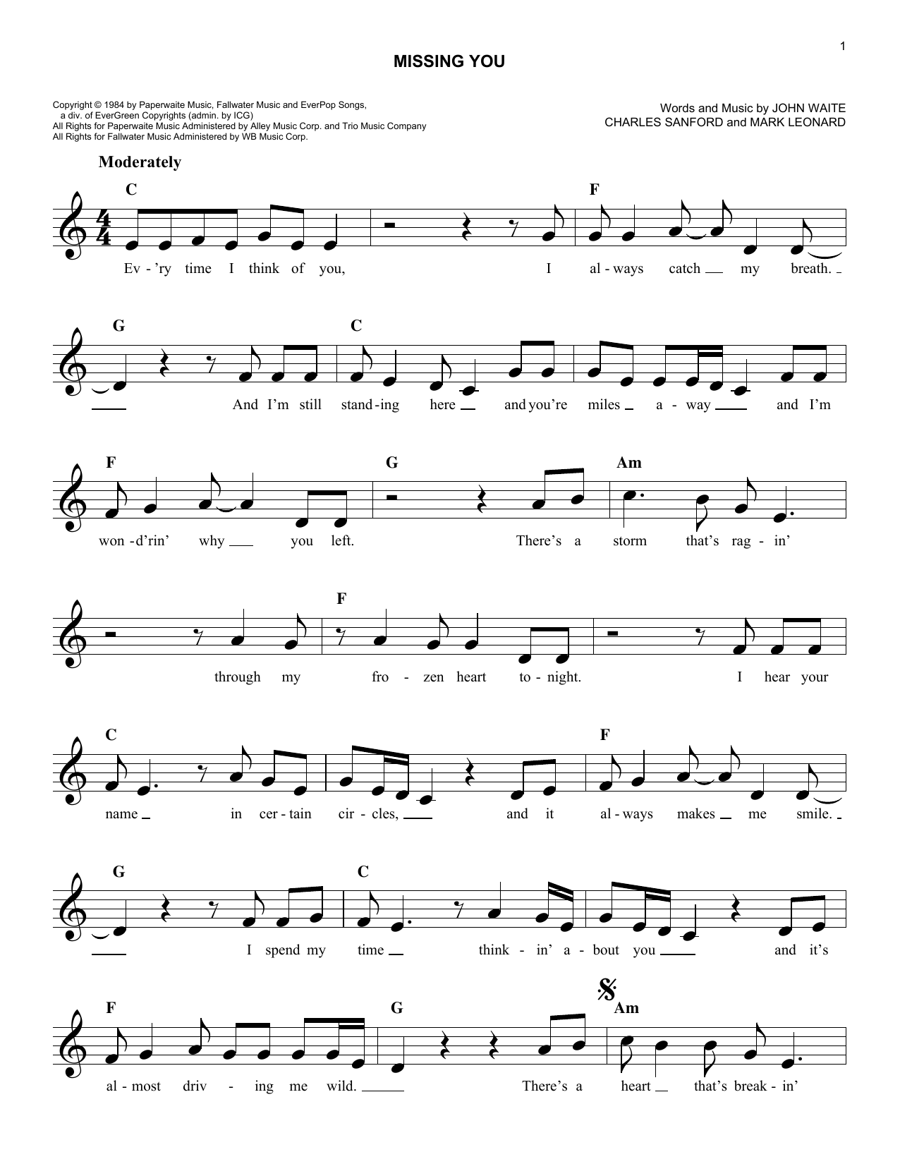 Brooks & Dunn Missing You sheet music notes and chords arranged for Lead Sheet / Fake Book