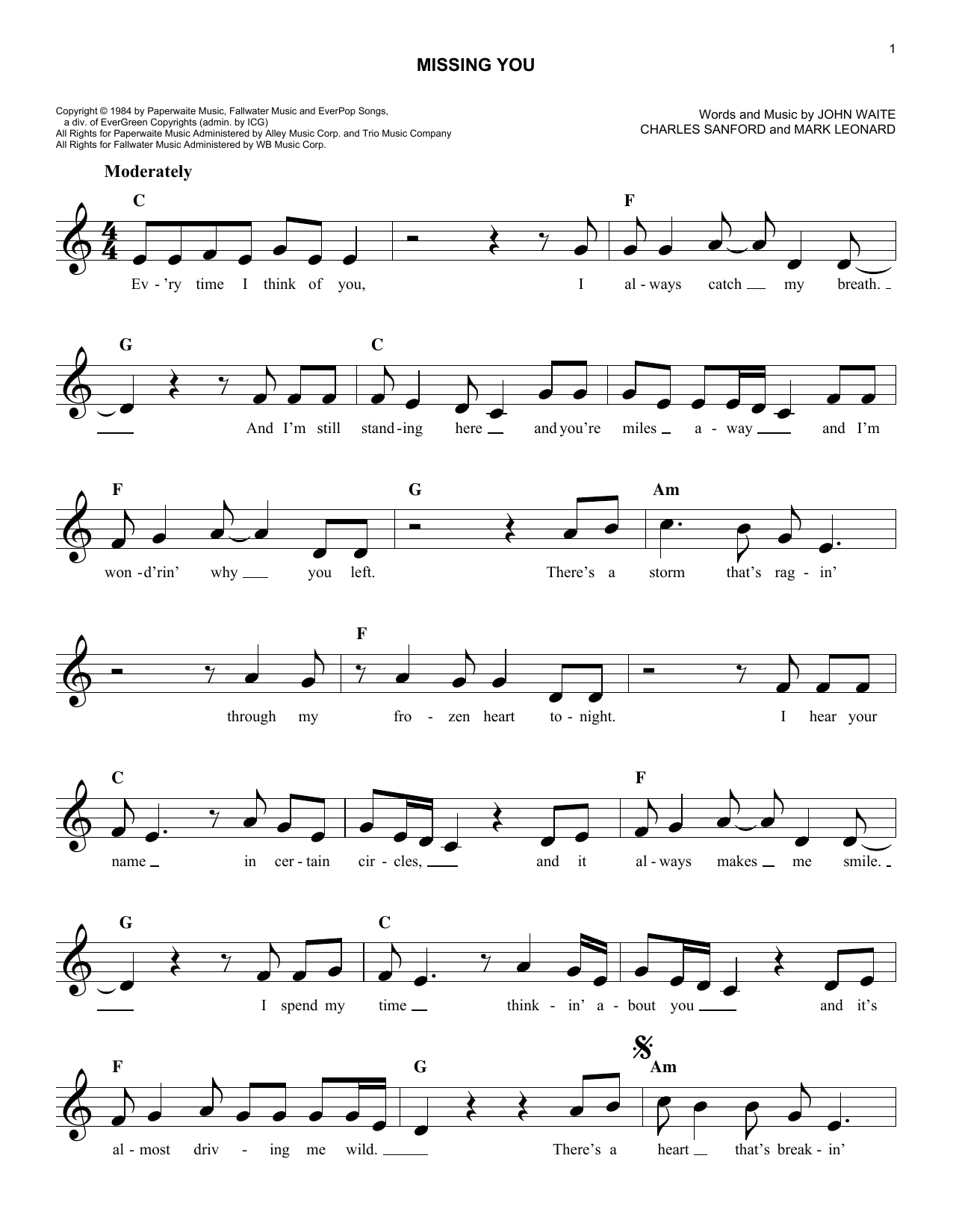 Brooks & Dunn Missing You sheet music notes and chords arranged for Easy Piano