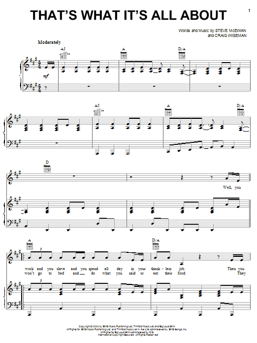 Brooks & Dunn That's What It's All About sheet music notes and chords arranged for Piano, Vocal & Guitar Chords (Right-Hand Melody)
