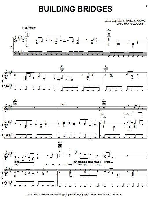 Brooks & Dunn with Sheryl Crow & Vince Gill Building Bridges sheet music notes and chords arranged for Piano, Vocal & Guitar Chords (Right-Hand Melody)