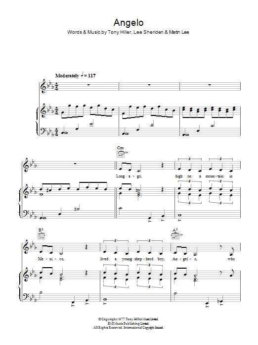 Brotherhood Of Man Angelo sheet music notes and chords arranged for Piano, Vocal & Guitar Chords