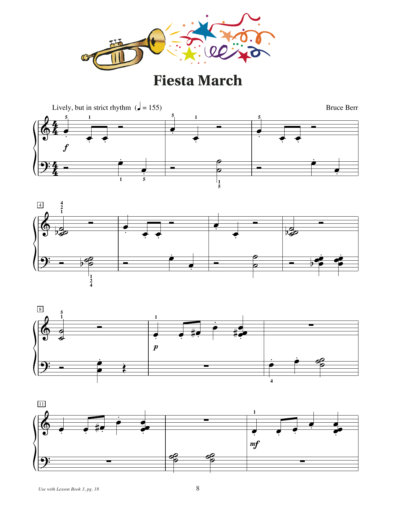 Bruce Berr Fiesta March sheet music notes and chords arranged for Educational Piano