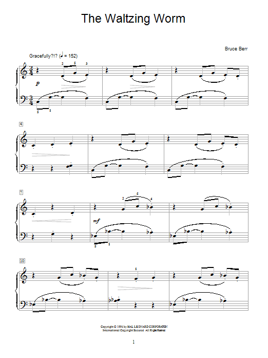 Bruce Berr The Waltzing Worm sheet music notes and chords arranged for Educational Piano