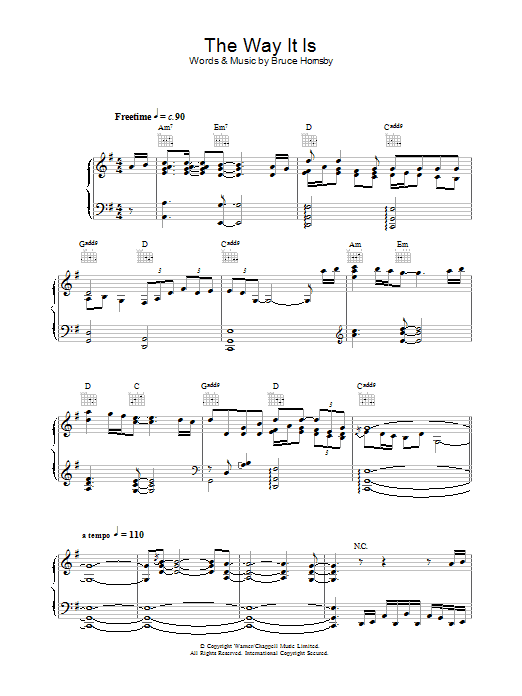 Bruce Hornsby and the Range The Way It Is sheet music notes and chords arranged for Piano & Vocal