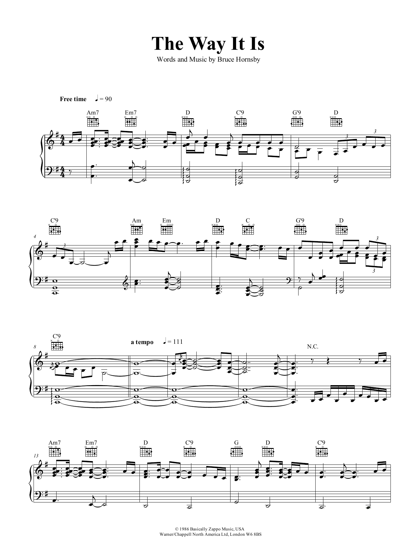 Bruce Hornsby The Way It Is sheet music notes and chords arranged for Piano Chords/Lyrics