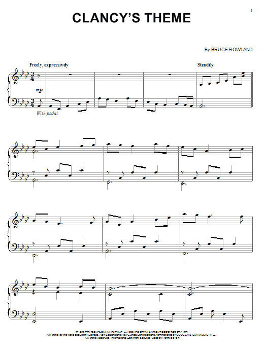 Bruce Rowland Clancy's Theme sheet music notes and chords arranged for Piano Solo