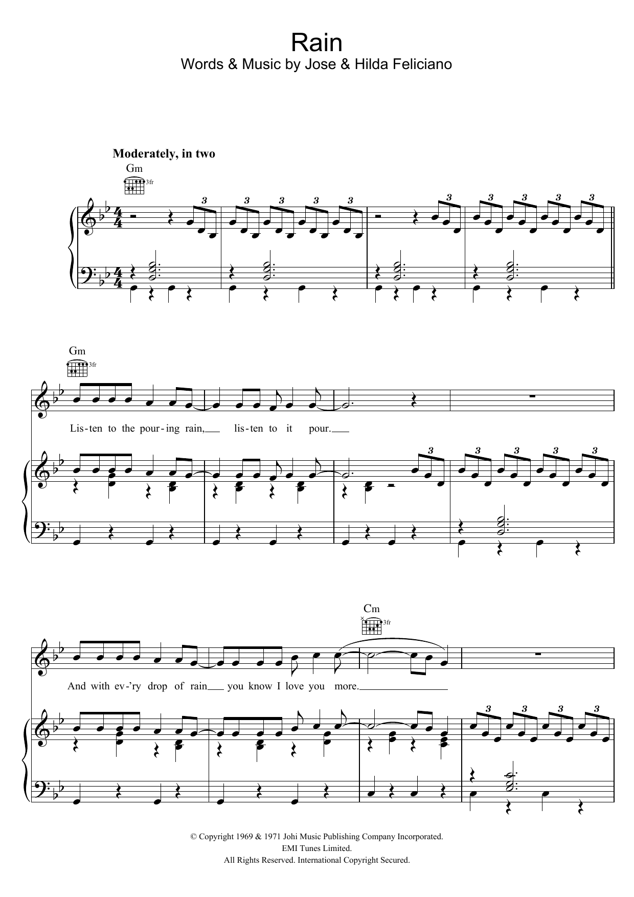 Bruce Ruffin Rain sheet music notes and chords arranged for Piano, Vocal & Guitar Chords