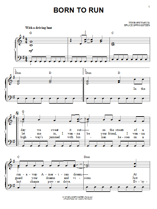 Bruce Springsteen Born To Run sheet music notes and chords arranged for Violin Solo
