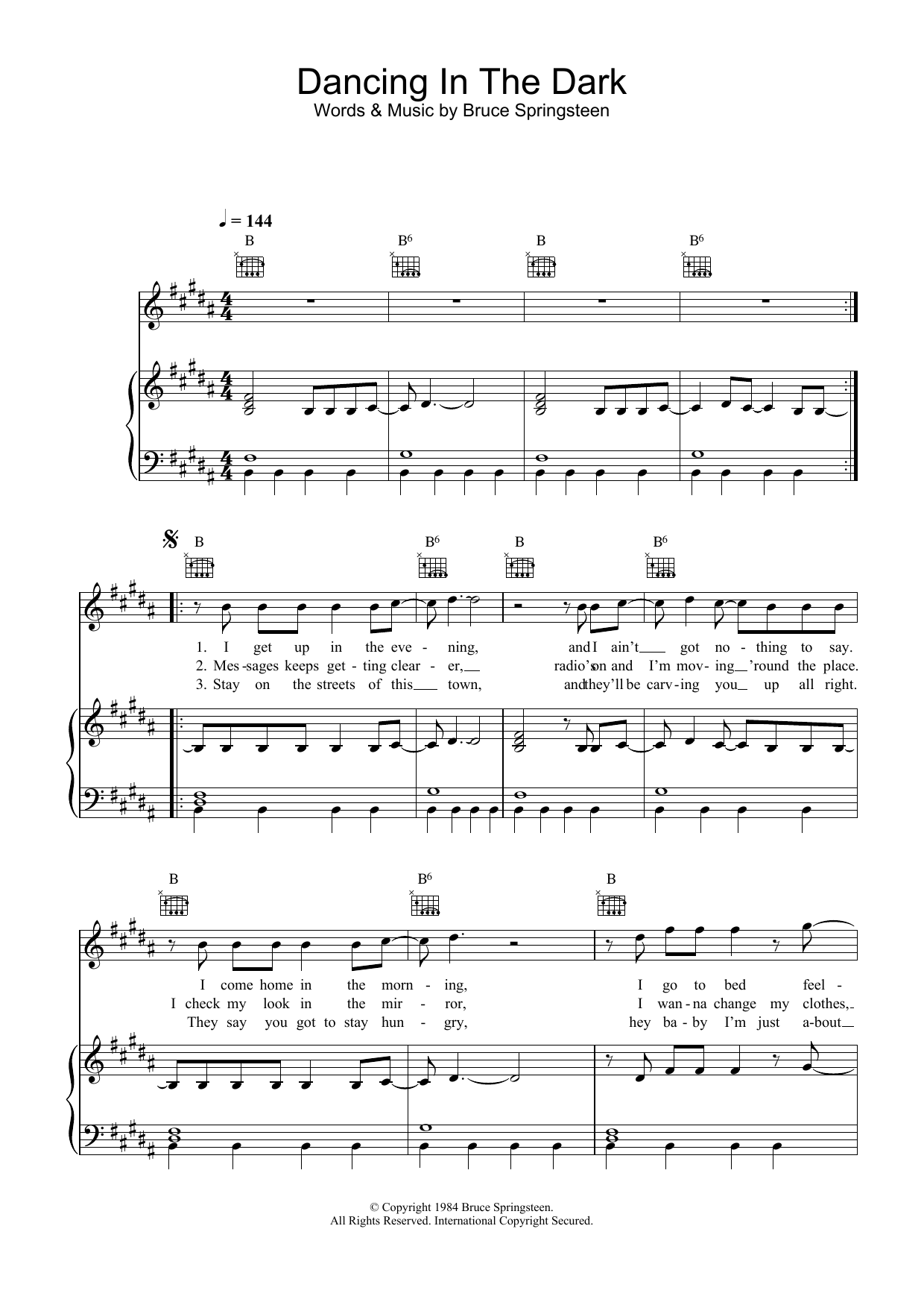 Bruce Springsteen Dancing In The Dark sheet music notes and chords arranged for Guitar Chords/Lyrics