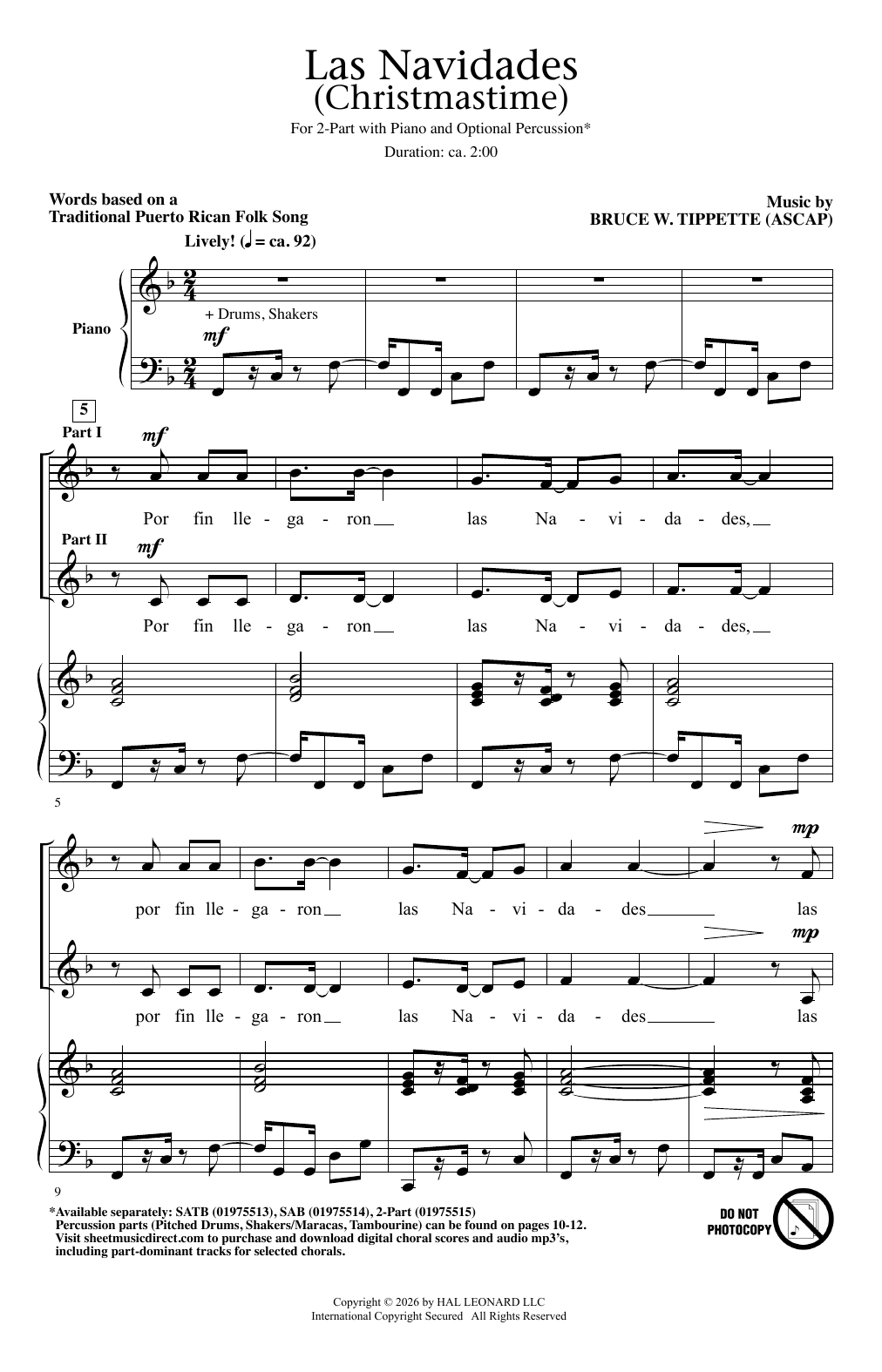 Bruce W. Tippette Las Navidades (Christmastime) sheet music notes and chords arranged for SATB Choir