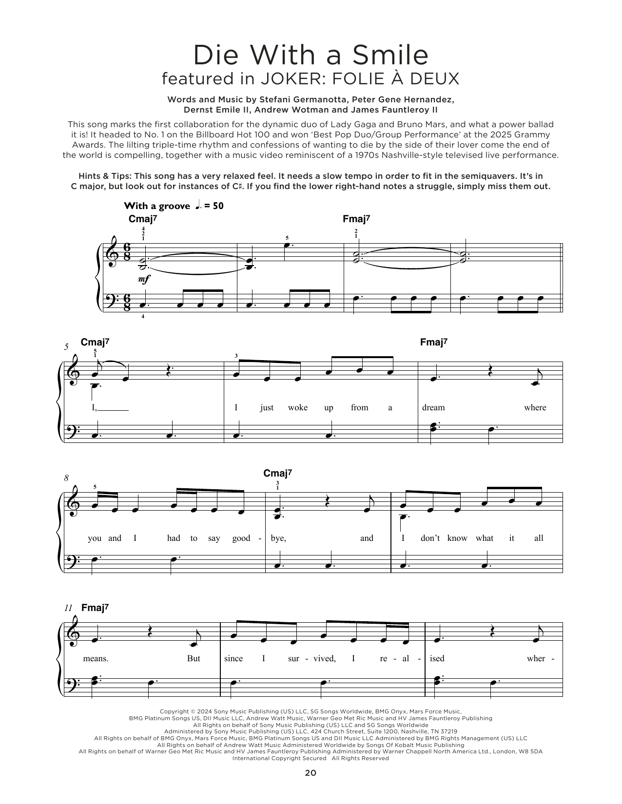 Bruno Mars And Lady Gaga Die With A Smile sheet music notes and chords arranged for Trumpet Solo