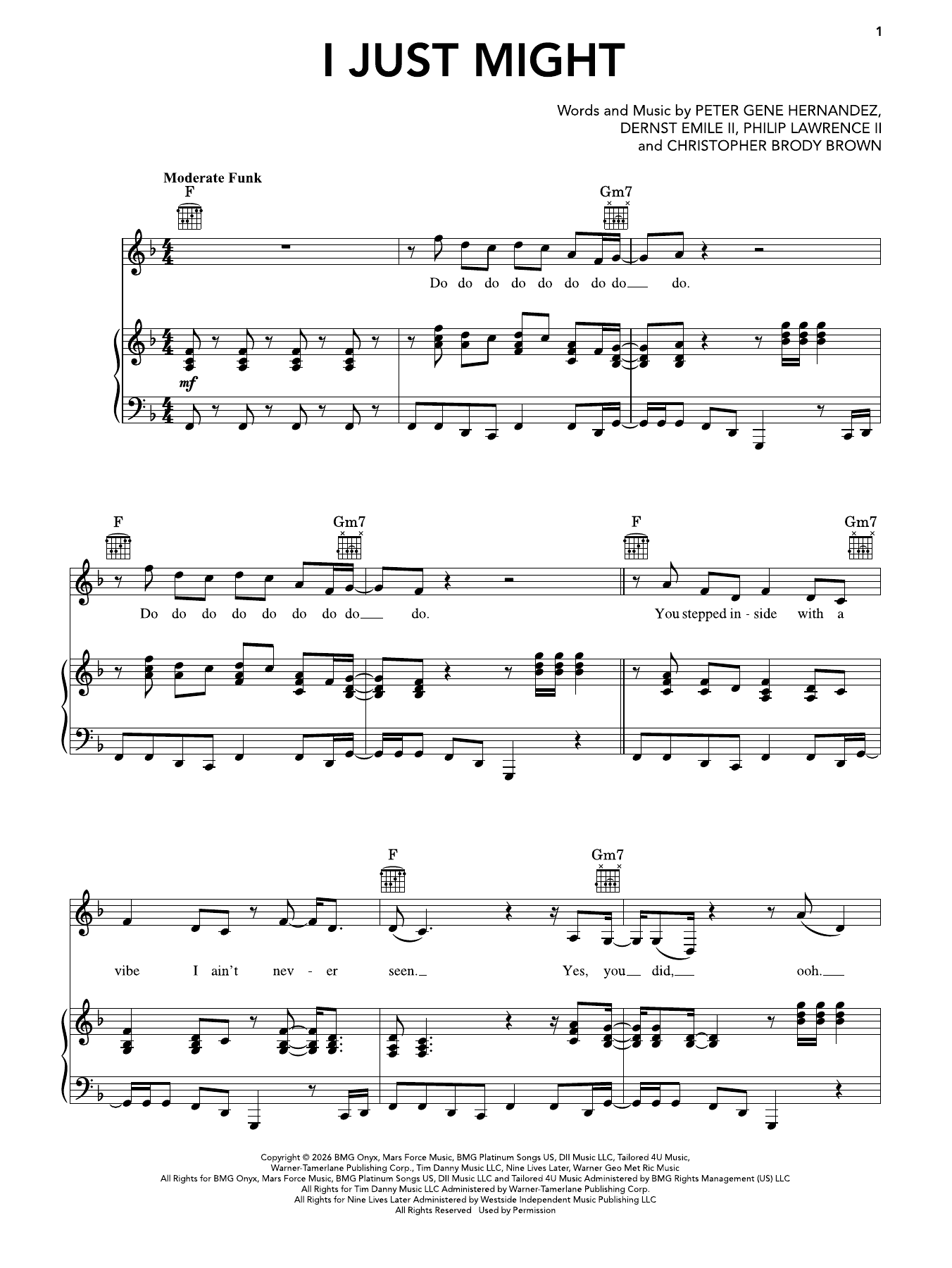Bruno Mars I Just Might sheet music notes and chords arranged for Super Easy Piano