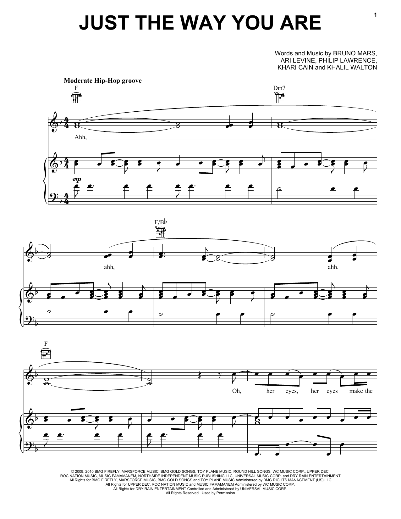 Bruno Mars Just The Way You Are sheet music notes and chords arranged for Guitar Tab (Single Guitar)