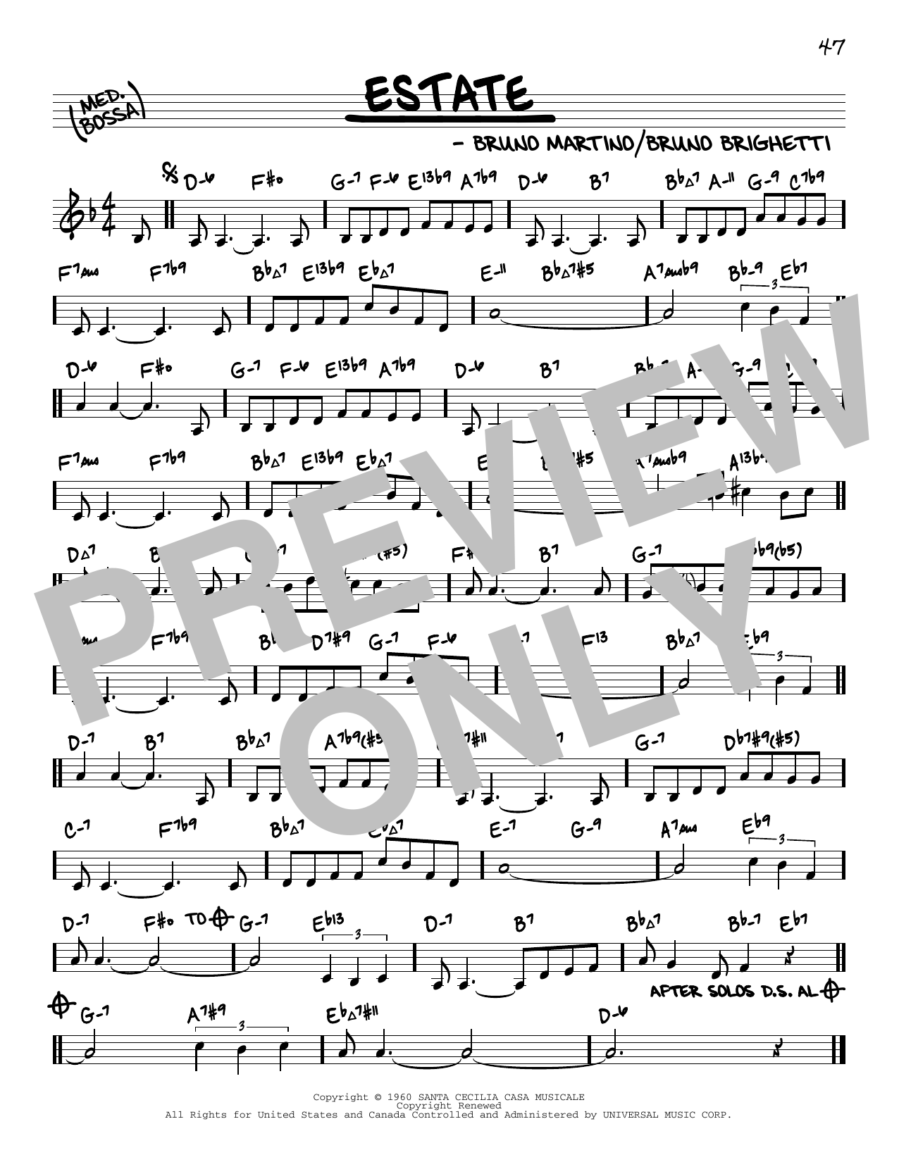 Bruno Martino Estate (arr. David Hazeltine) sheet music notes and chords arranged for Real Book – Enhanced Chords