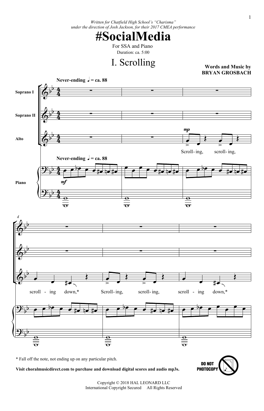 Bryan Grosbach #SocialMedia sheet music notes and chords arranged for SSA Choir