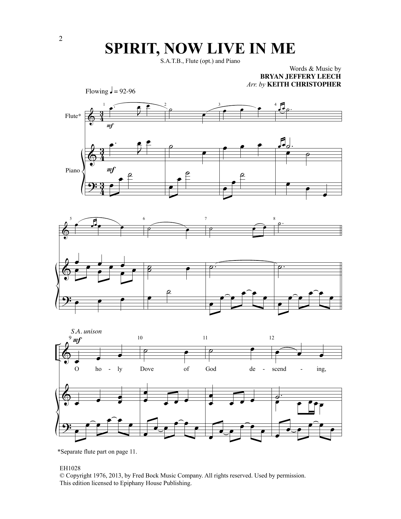 Bryan Jeffrey Leech Spirit, Now Live In Me (arr. Keith Christopher) sheet music notes and chords arranged for SATB Choir