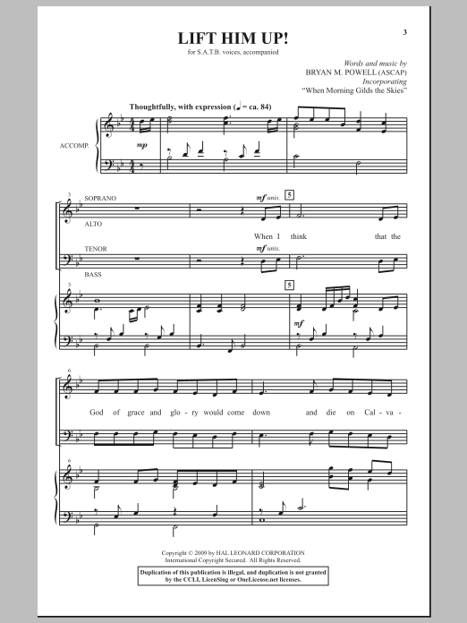 Bryan M. Powell Lift Him Up! sheet music notes and chords arranged for SATB Choir