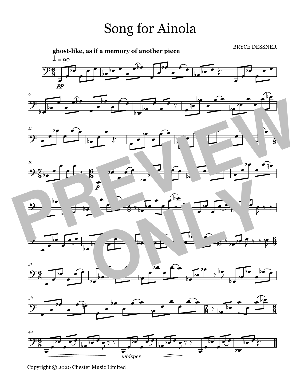 Bryce Dessner Song For Ainola sheet music notes and chords arranged for Cello Solo