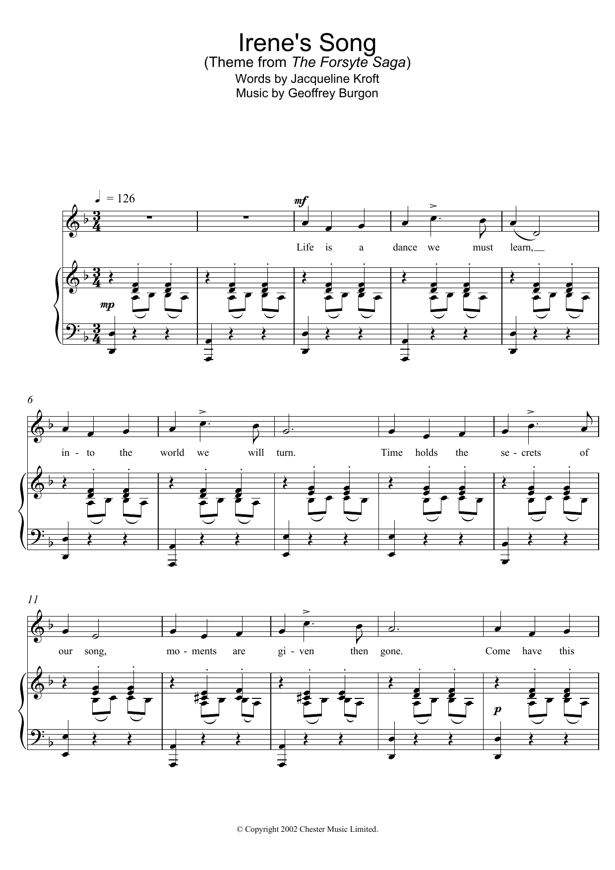 Bryn Terfel Irene's Song (theme from The Forsyte Saga) sheet music notes and chords arranged for Lead Sheet / Fake Book
