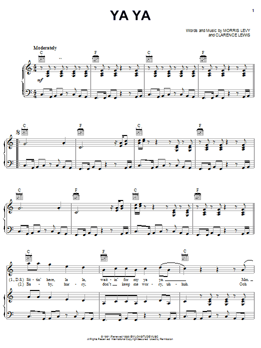 Buckwheat Zydeco Ya Ya sheet music notes and chords arranged for Piano, Vocal & Guitar Chords (Right-Hand Melody)
