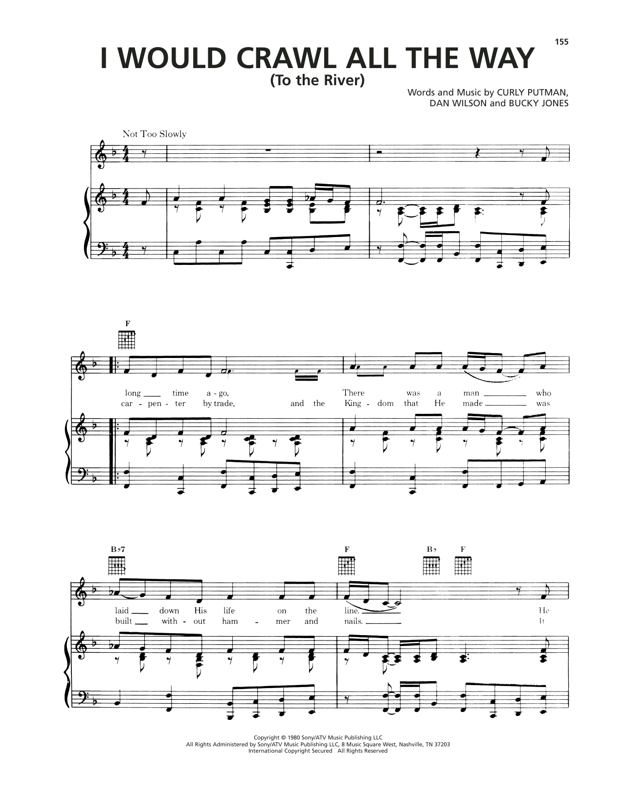 Bucky Jones I Would Crawl All The Way (To The River) sheet music notes and chords arranged for Piano, Vocal & Guitar Chords (Right-Hand Melody)