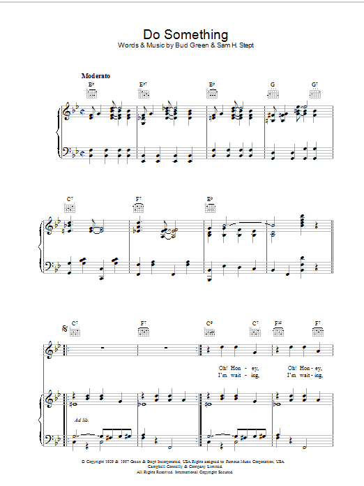 Bud Green Do Something sheet music notes and chords arranged for Piano, Vocal & Guitar Chords