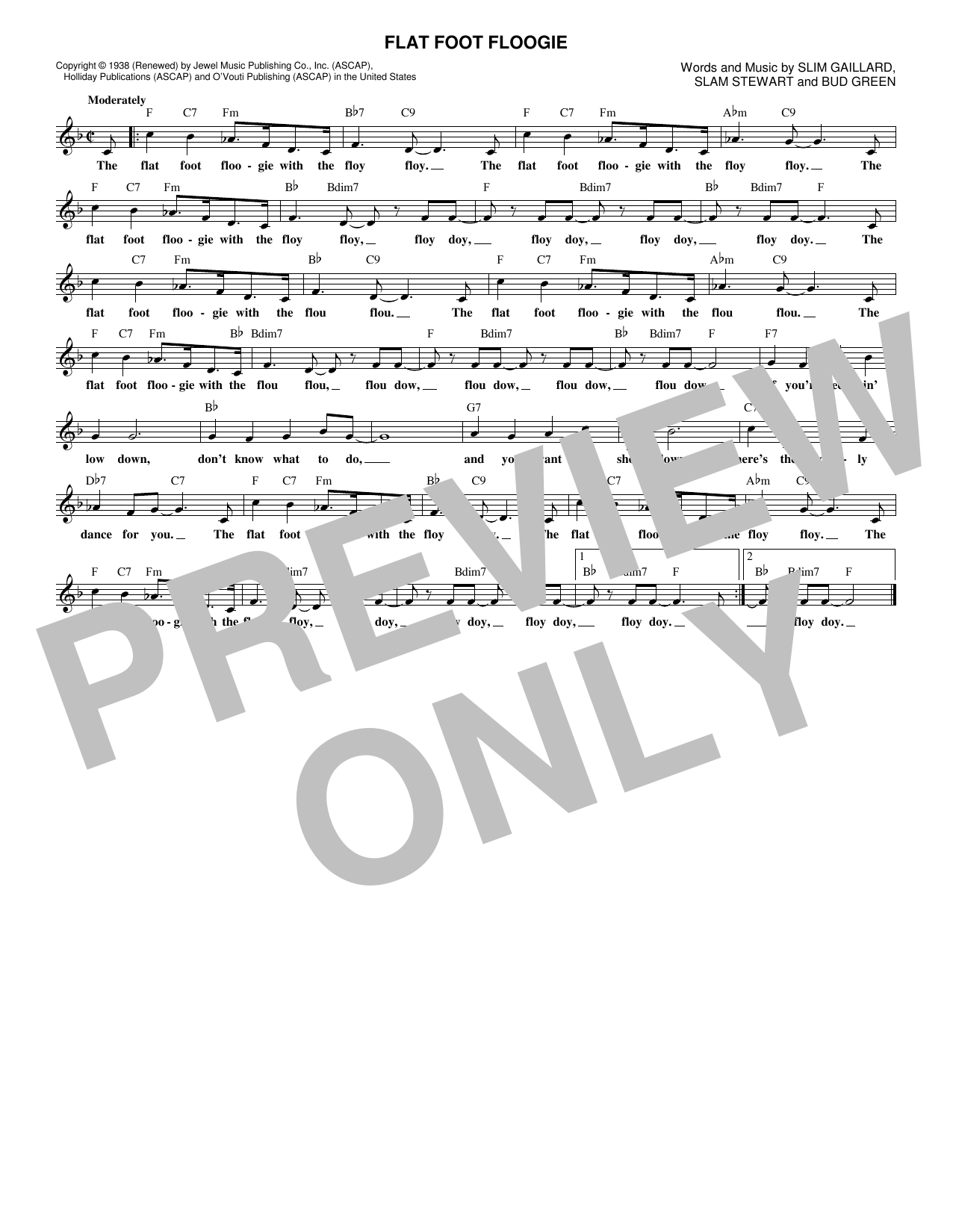Bud Green Flat Foot Floogee sheet music notes and chords arranged for Lead Sheet / Fake Book
