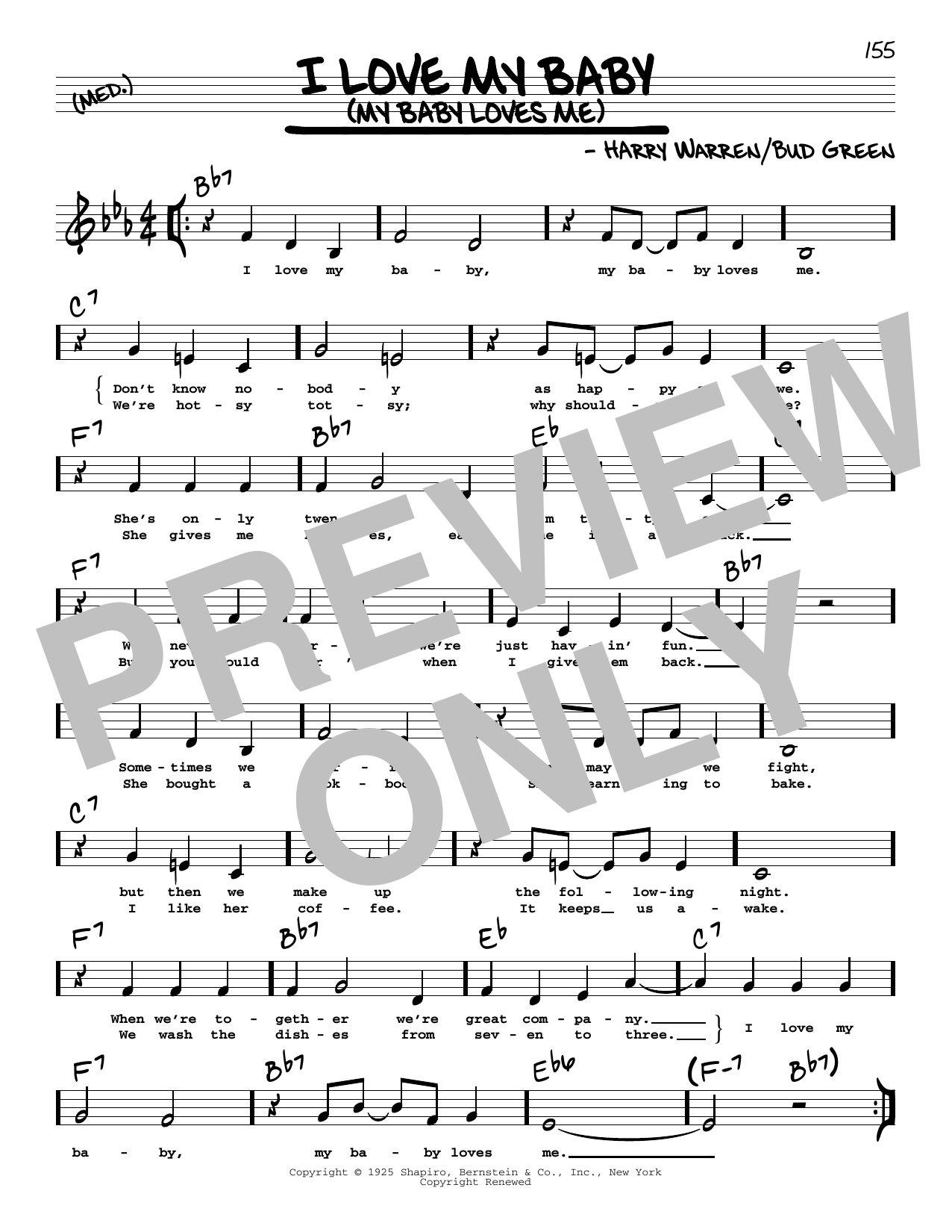 Bud Green I Love My Baby (My Baby Loves Me) (Low Voice) sheet music notes and chords arranged for Real Book – Melody, Lyrics & Chords