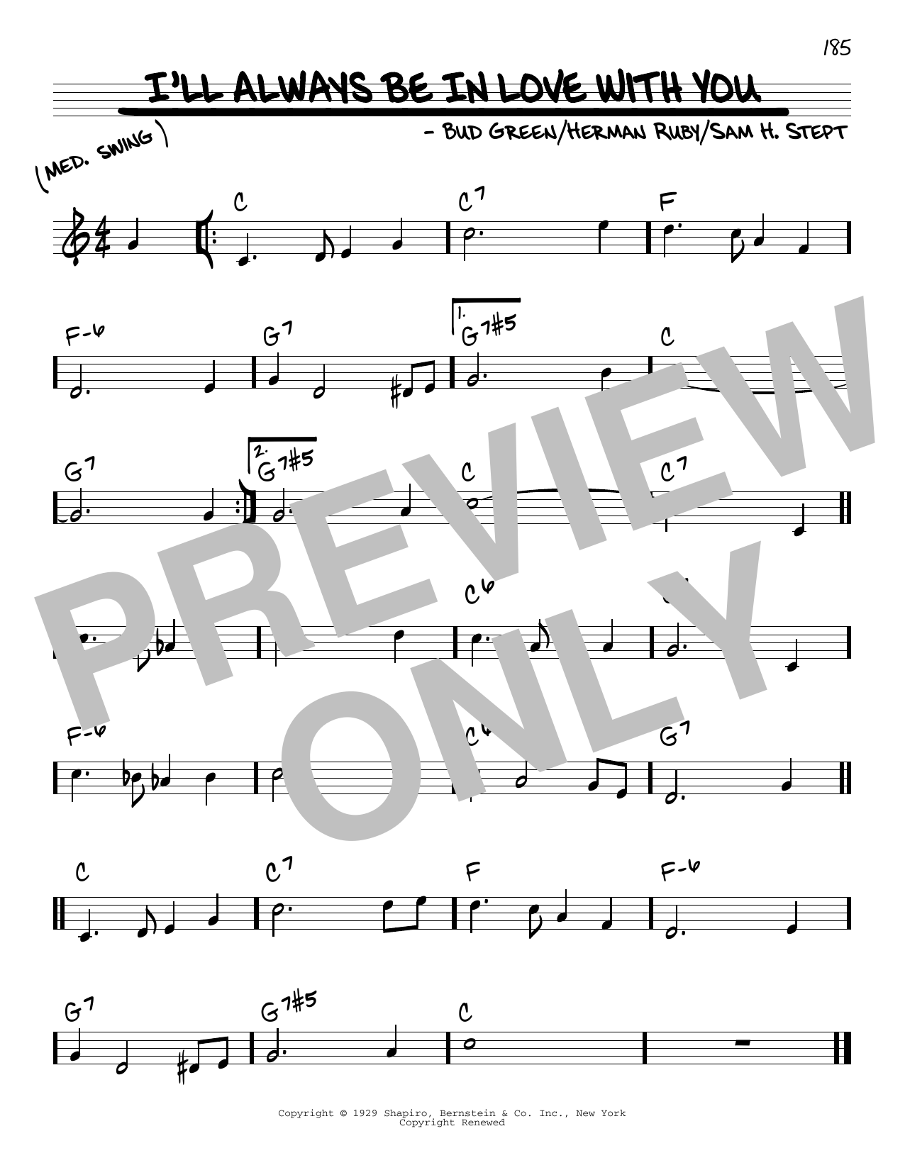 Bud Green I'll Always Be In Love With You sheet music notes and chords arranged for Real Book – Melody & Chords