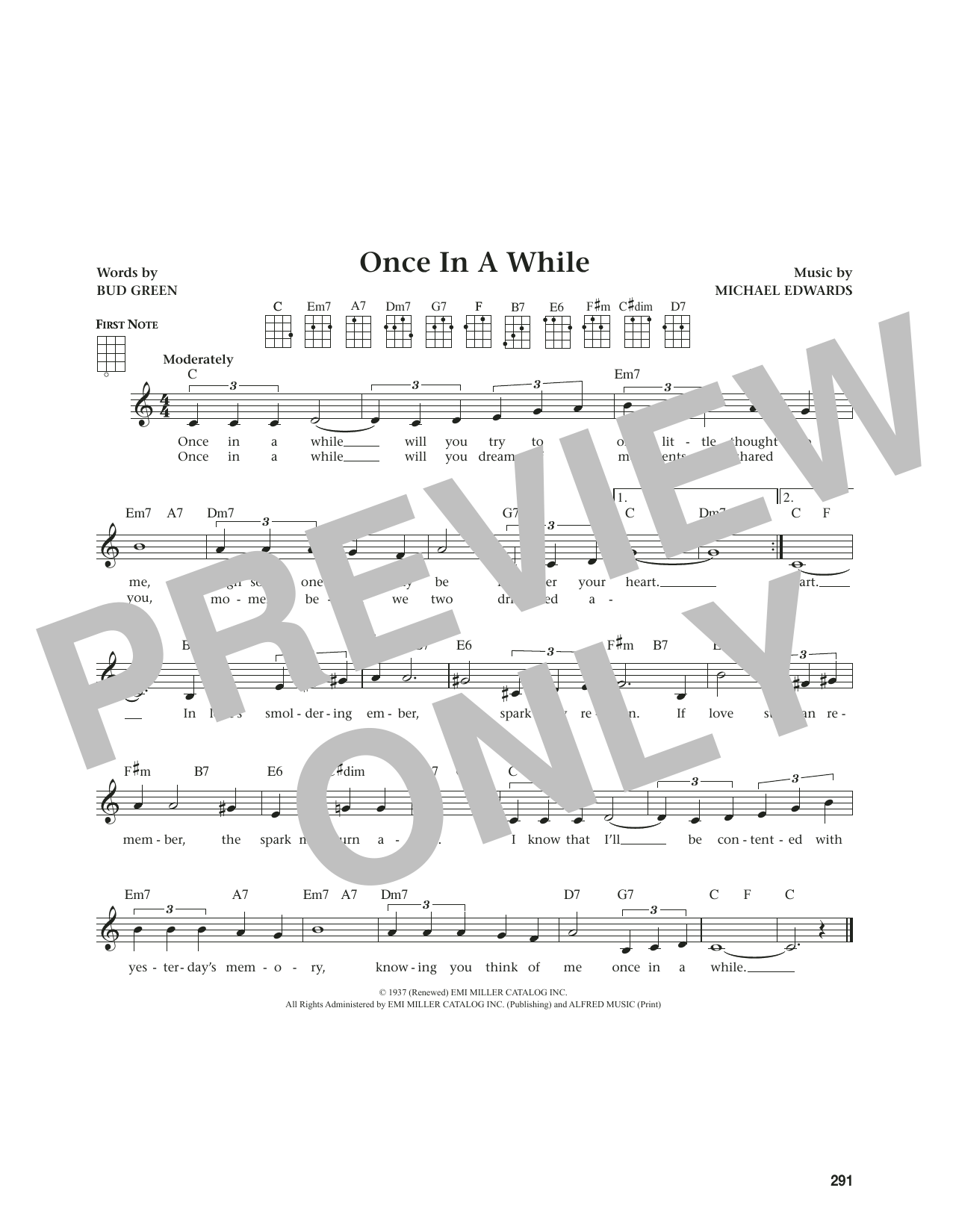Bud Green Once In A While (from The Daily Ukulele) (arr. Jim Beloff) sheet music notes and chords arranged for Ukulele