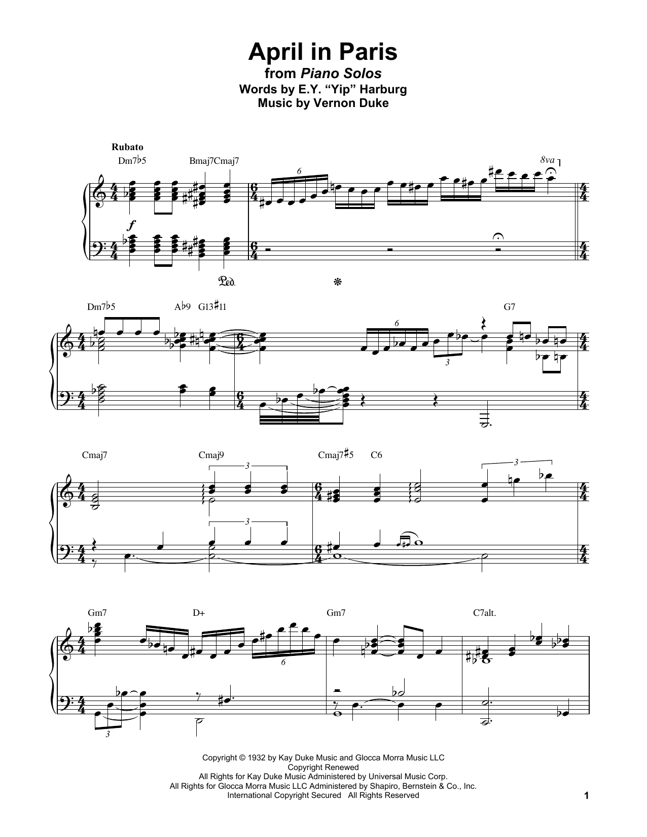 Bud Powell April In Paris sheet music notes and chords arranged for Piano Transcription