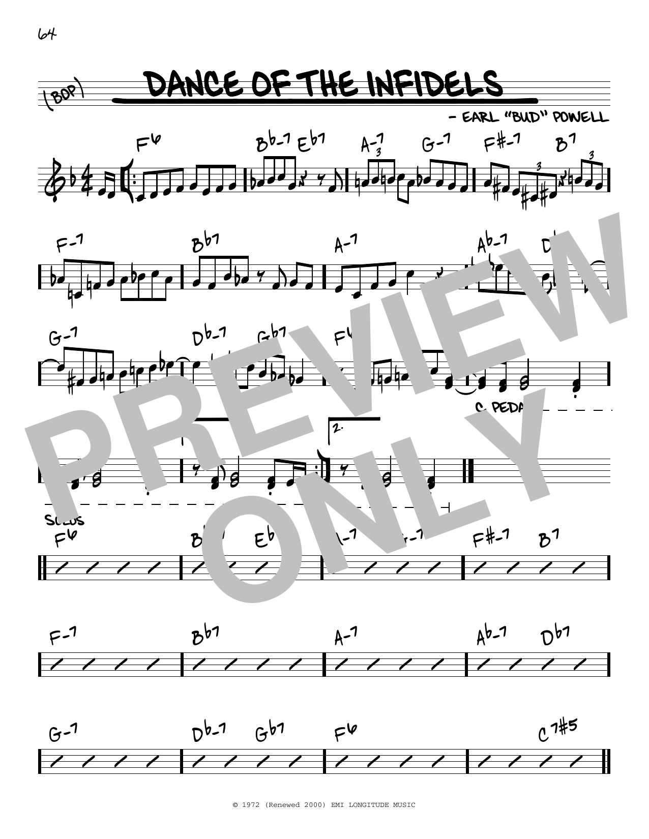 Bud Powell Dance Of The Infidels sheet music notes and chords arranged for Piano Solo