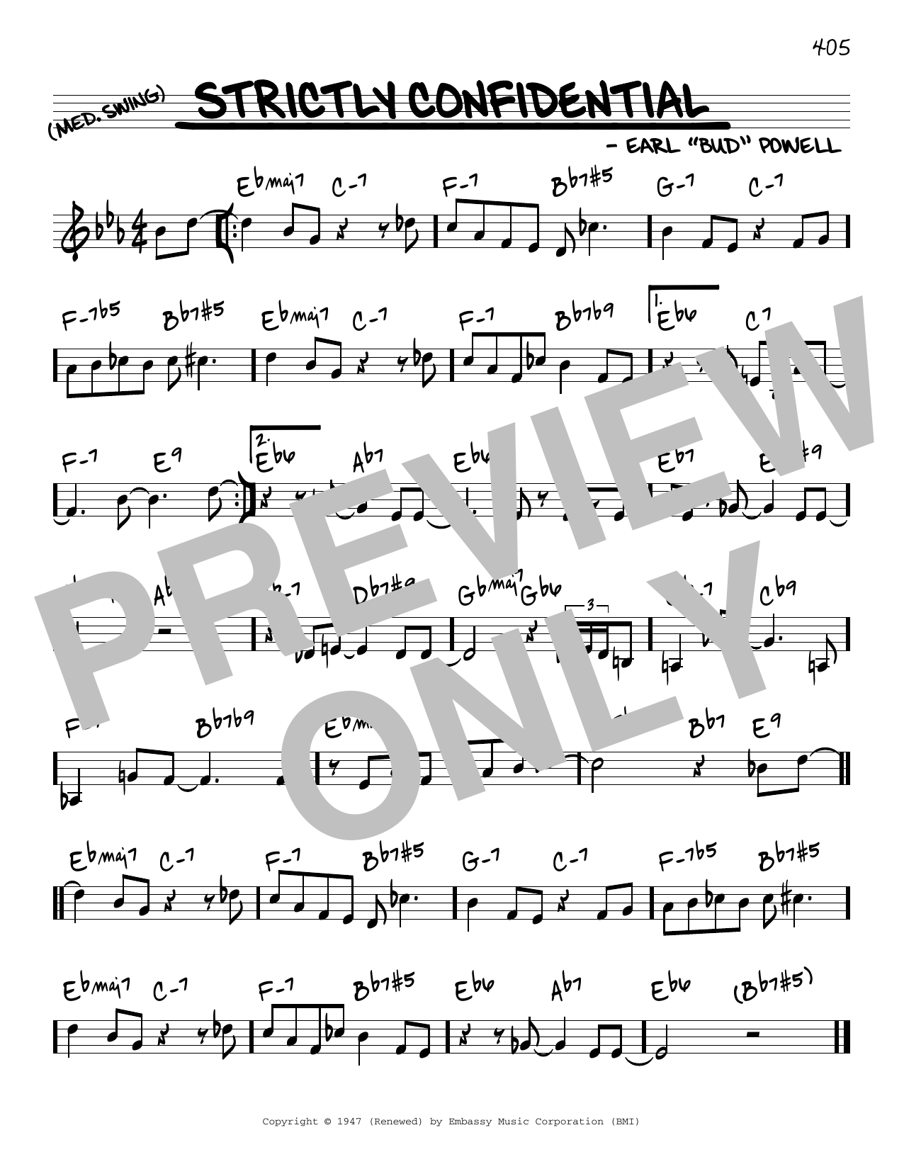 Bud Powell Strictly Confidential sheet music notes and chords arranged for Real Book – Melody & Chords