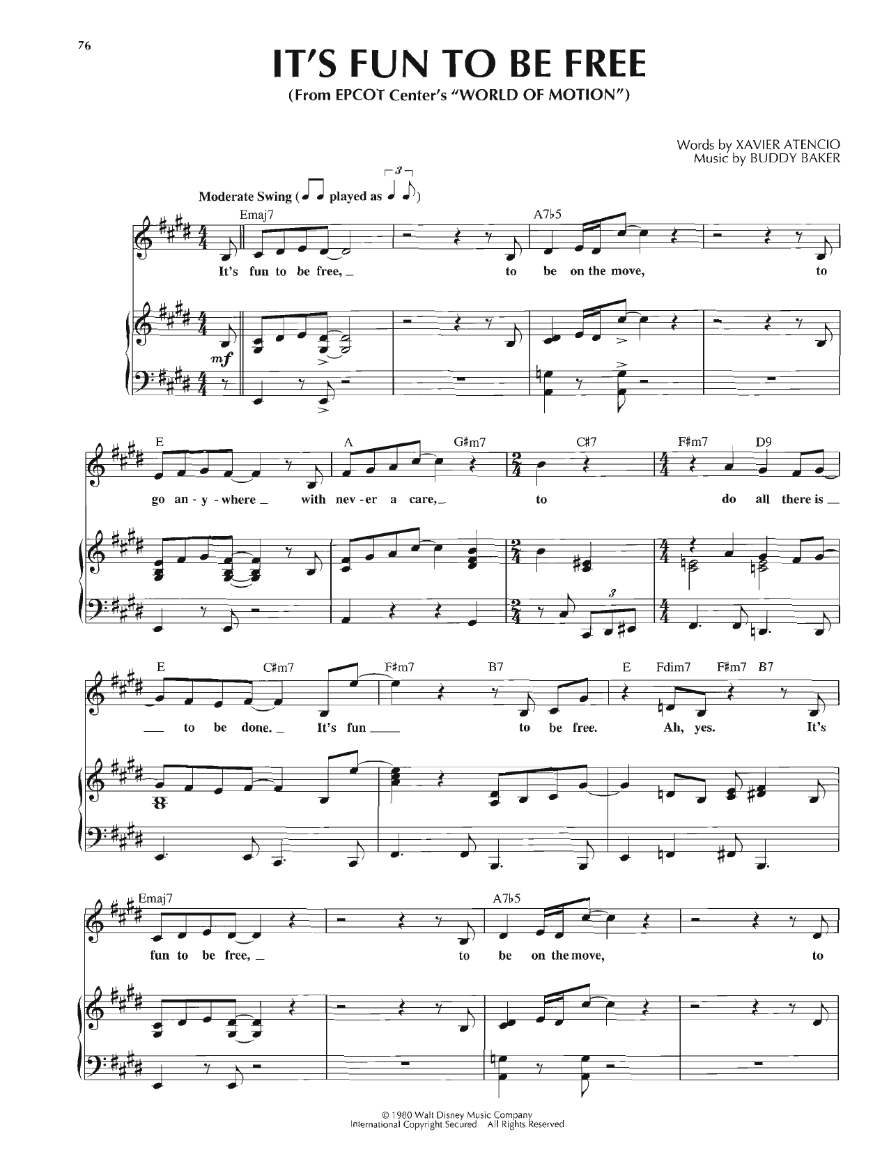 Buddy Baker It's Fun To Be Free sheet music notes and chords arranged for Piano, Vocal & Guitar Chords (Right-Hand Melody)