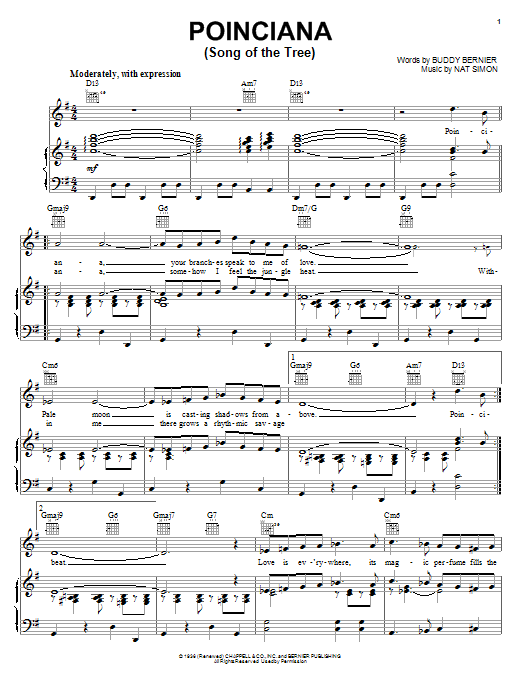Buddy Bernier Poinciana (Song Of The Tree) sheet music notes and chords arranged for Easy Piano