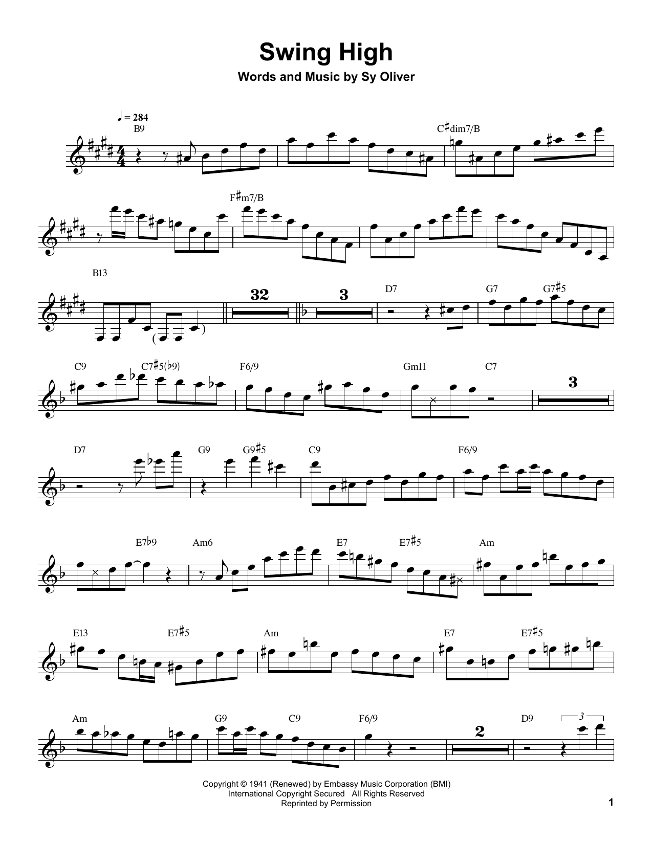 Buddy DeFranco Swing High sheet music notes and chords arranged for Clarinet Transcription