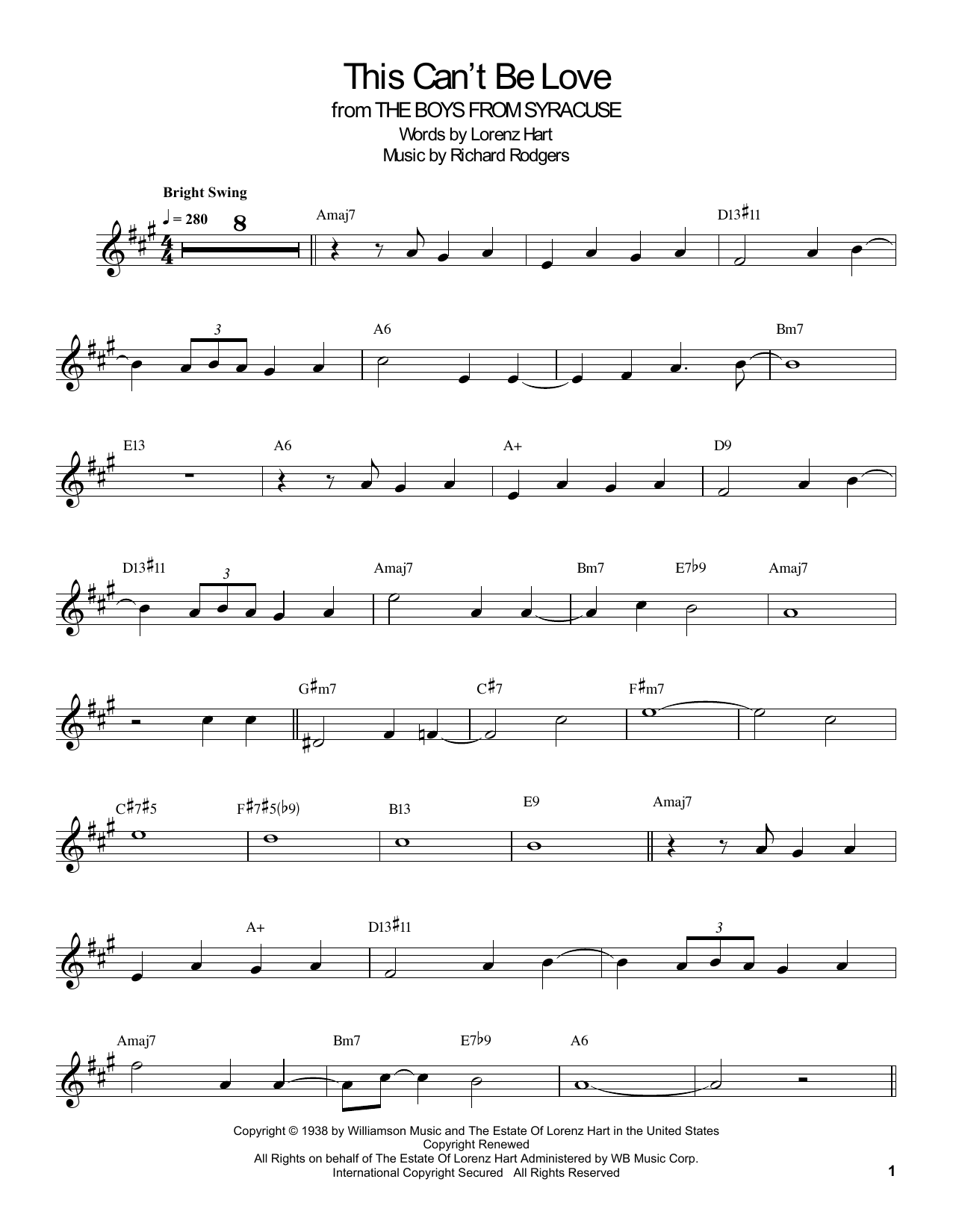 Buddy DeFranco This Can't Be Love sheet music notes and chords arranged for Clarinet Transcription