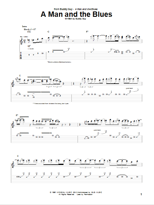 Buddy Guy A Man And The Blues sheet music notes and chords arranged for Guitar Tab