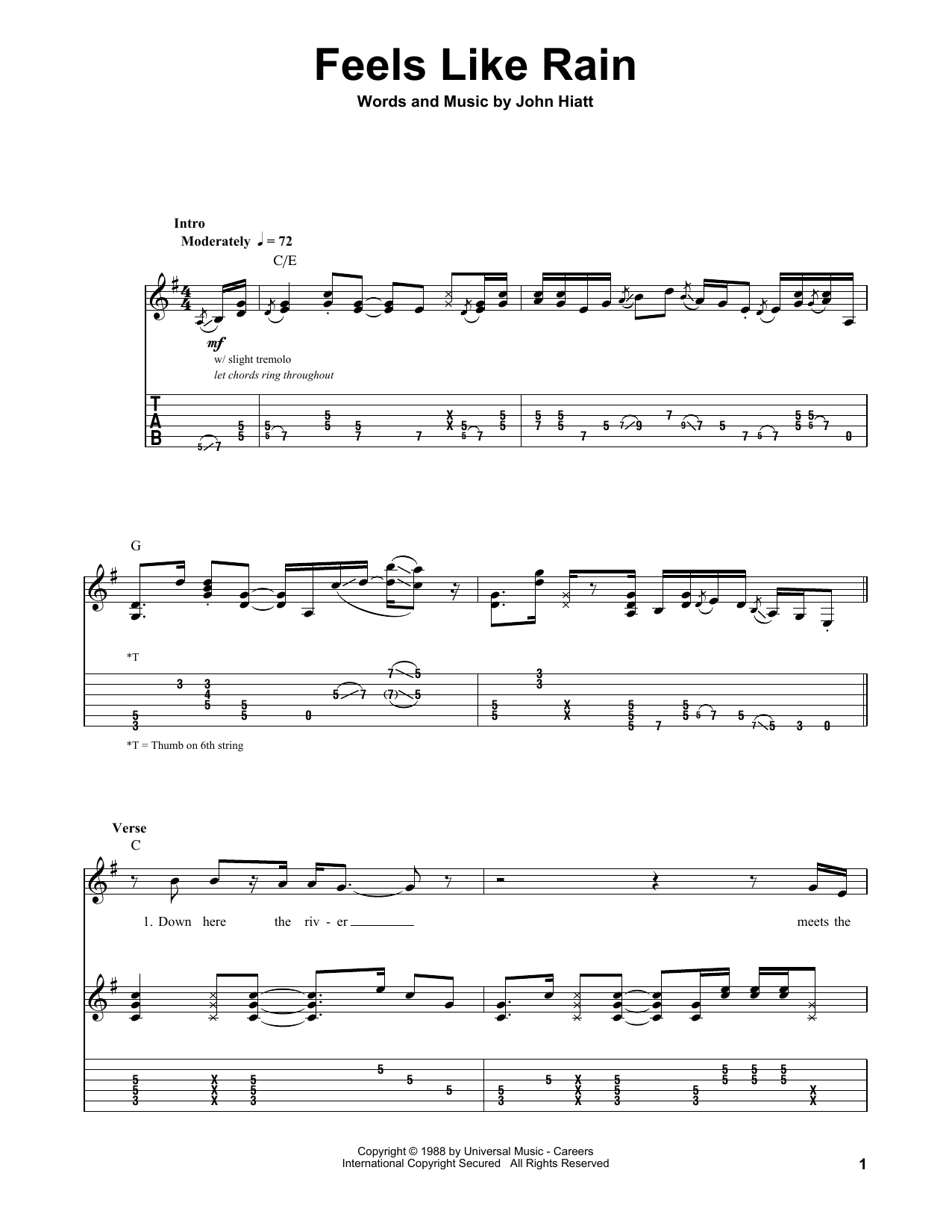 Buddy Guy Feels Like Rain sheet music notes and chords arranged for Guitar Tab (Single Guitar)