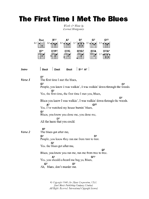 Buddy Guy The First Time I Met The Blues sheet music notes and chords arranged for Guitar Chords/Lyrics