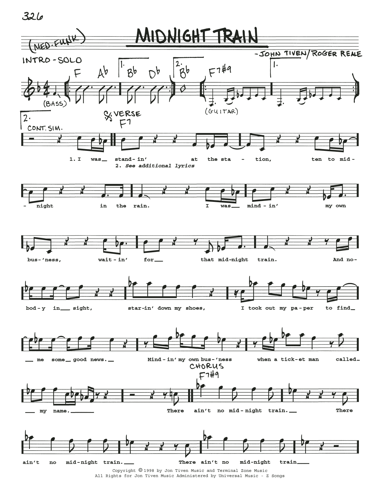 Buddy Guy (with Jonny Lang) Midnight Train sheet music notes and chords arranged for Real Book – Melody, Lyrics & Chords