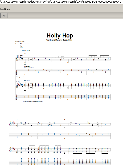 Buddy Holly Holly Hop sheet music notes and chords arranged for Guitar Tab